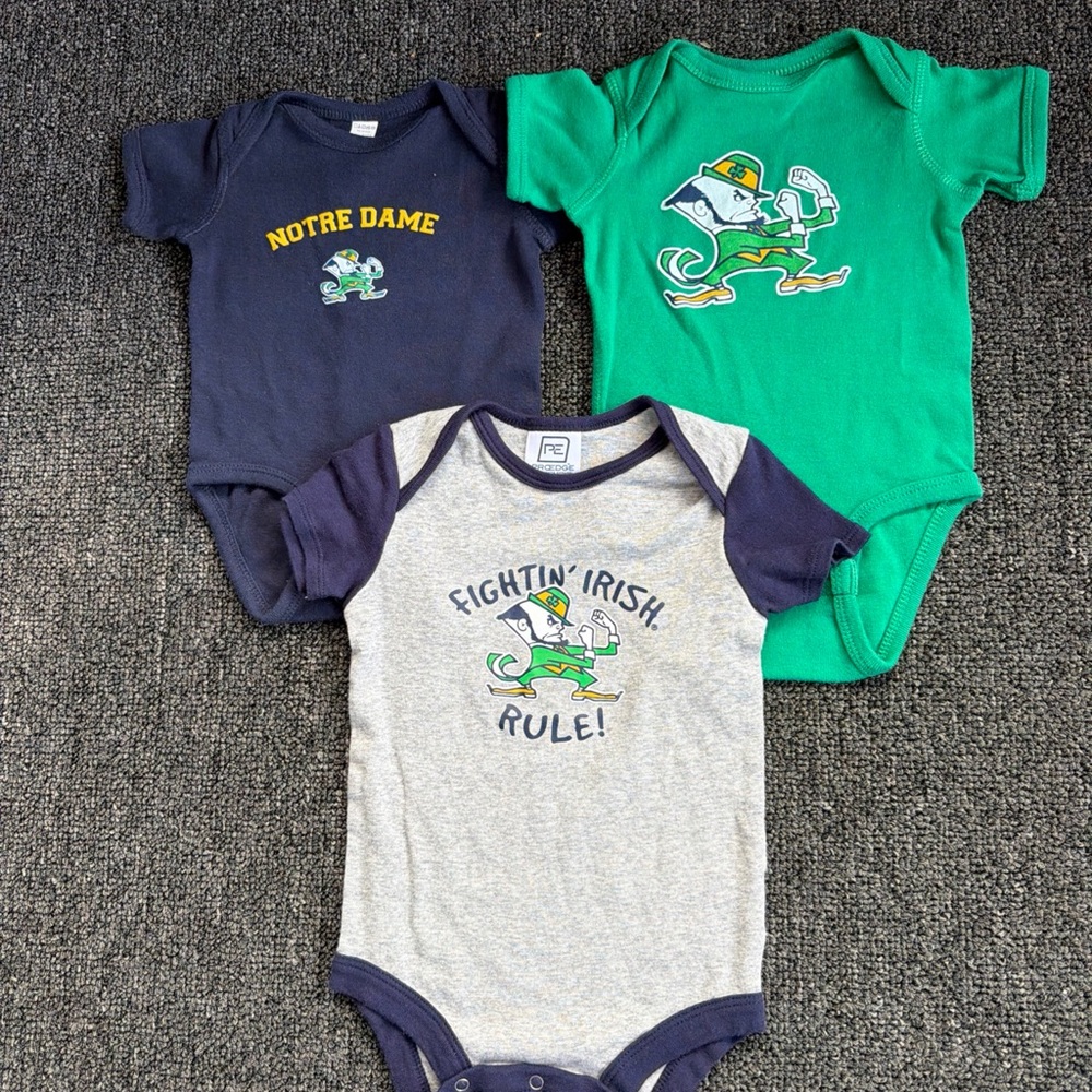 Notre Dame Baby One-Piece Bodysuit - Green / Navy / Gray